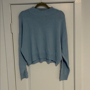 H&M Light Blue Mock Neck Drop Shoulder Sweater